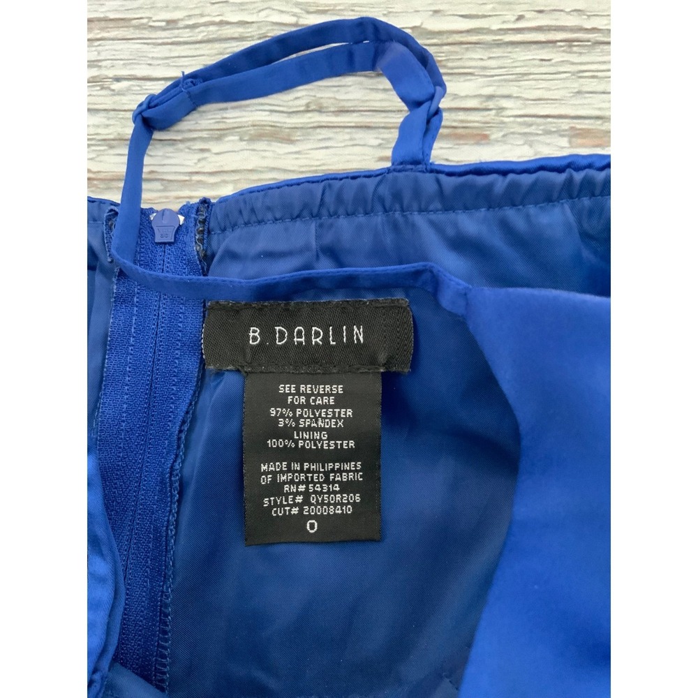 B. Darlin Royal Blue Satin Fit and Flare Cocktail Dress Size 0 Homecoming Prom - Picture 2 of 2